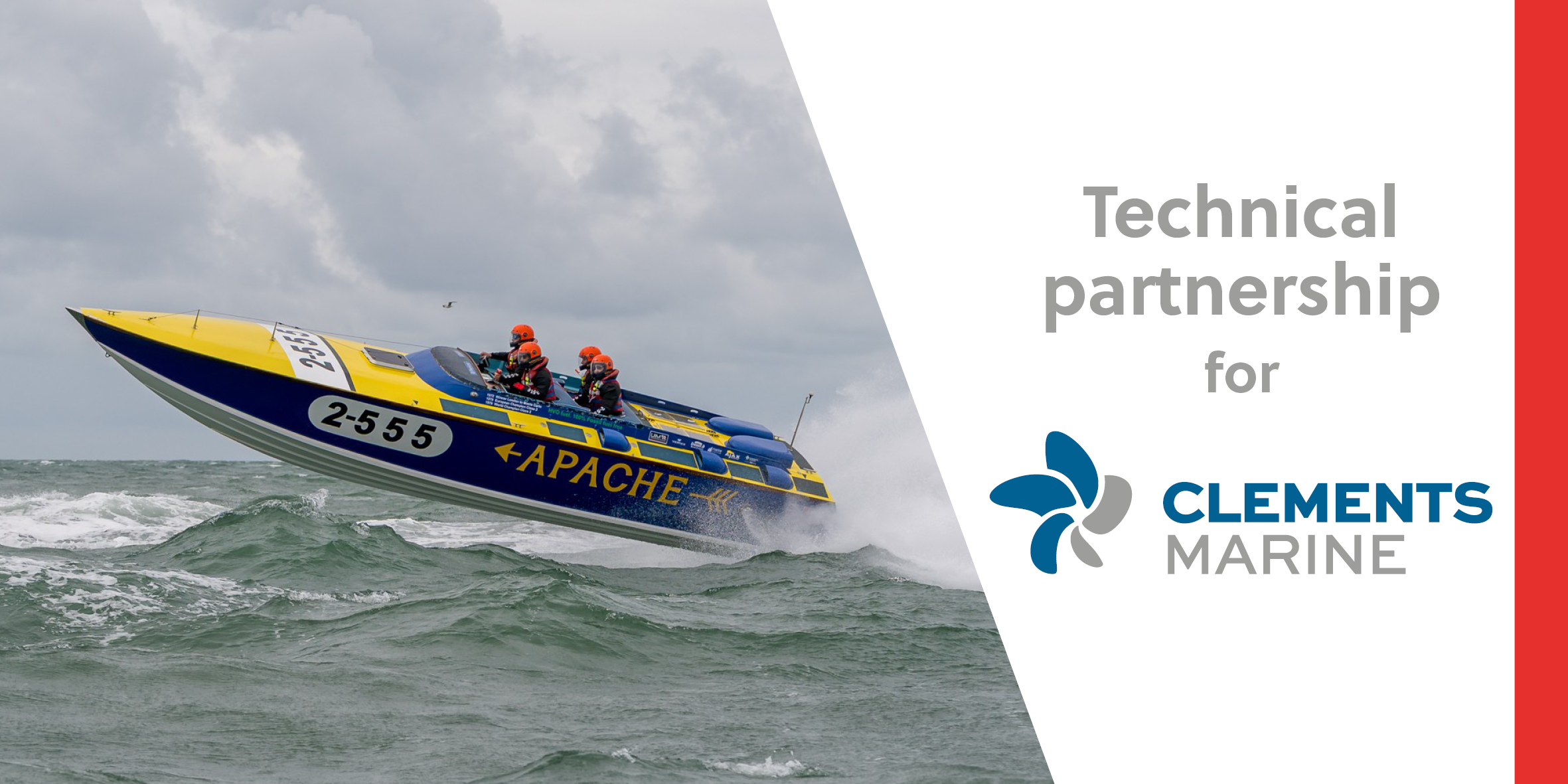 Technical partnership for Clements Marine with Apache Offshore Powerboat Racing Team